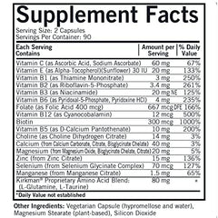 Label close-up: Kirkman Everyday Multivitamin Without Vitamins A and D