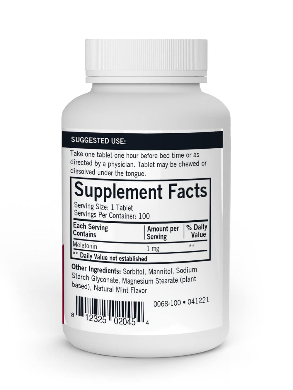 Close-up of mint flavored Melatonin chewable tablet