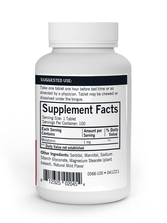 Close-up of mint flavored Melatonin chewable tablet