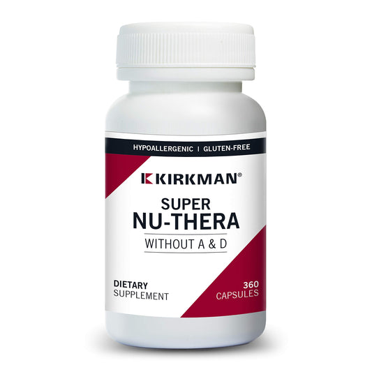 Kirkman Super Nu-Thera w/o vitamins A and D bottle label