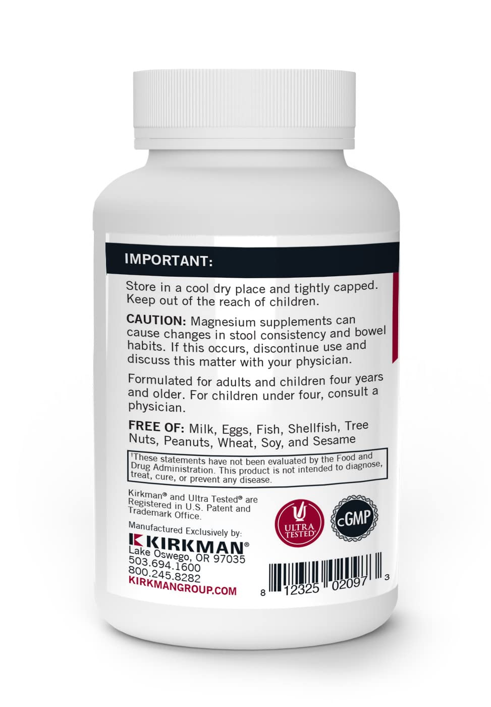 Supplement facts panel showing 50 mg vitamin B6 and 25 mg magnesium per serving