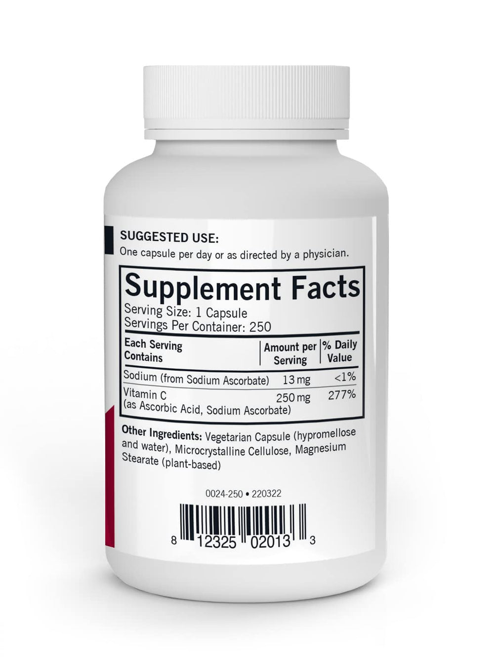Close-up of Vitamin C 250 mg capsule