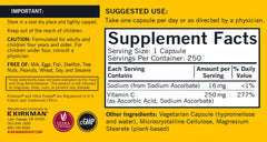 Vitamin C 250 mg capsules spilling from bottle
