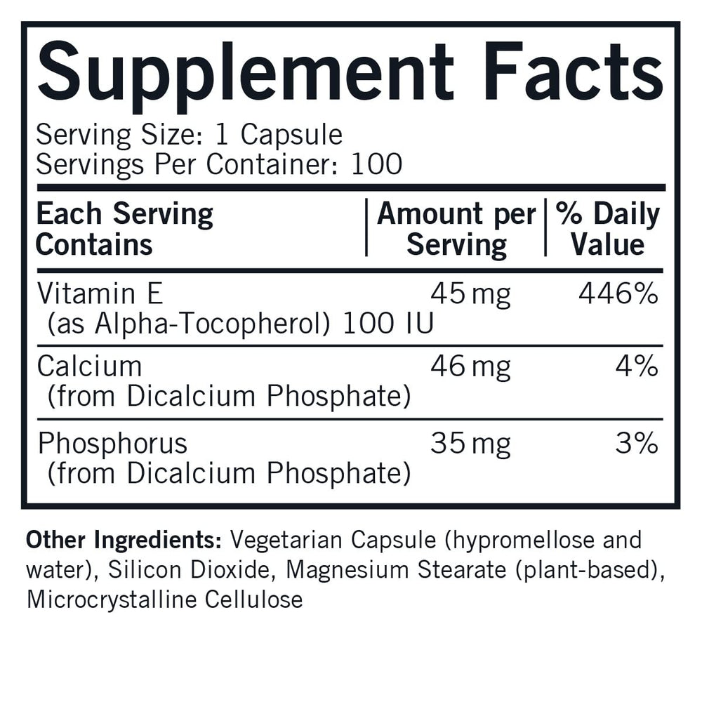 Plant-based Vitamin E capsules in bottle