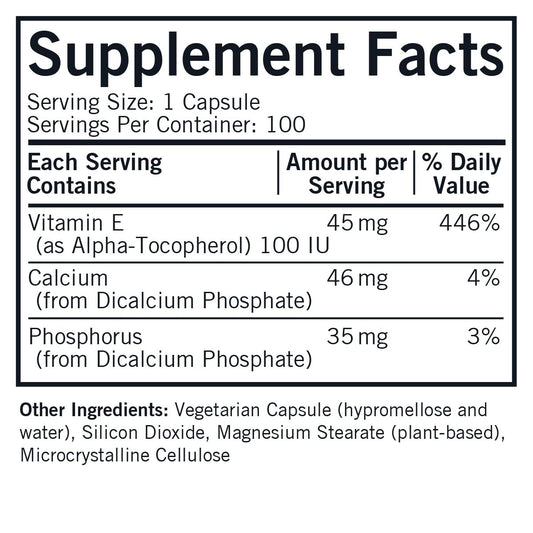 Plant-based Vitamin E capsules in bottle