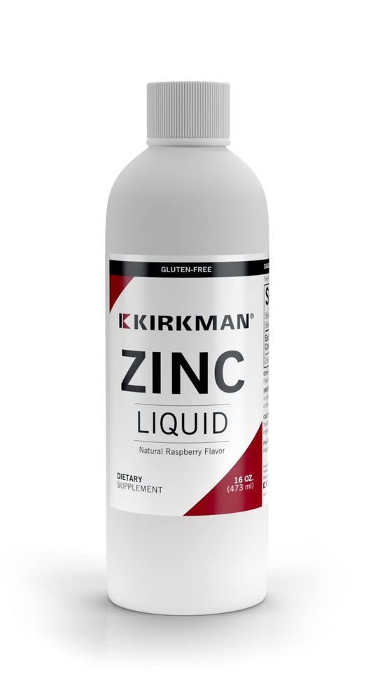 Kirkman Zinc Liquid 16 oz bottle with Natural Raspberry flavor - front view