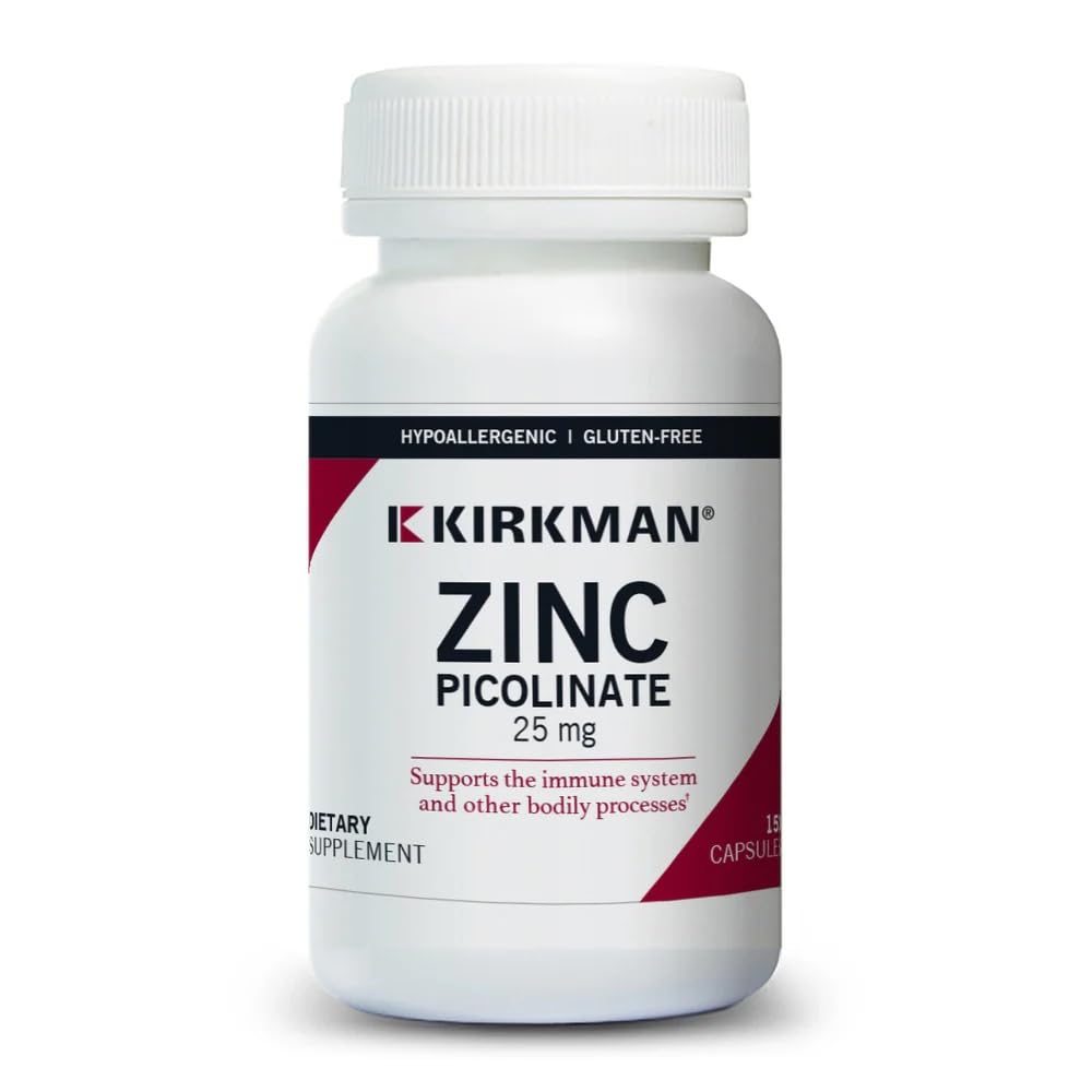 Kirkman Zinc Picolinate 25 mg bottle with product label