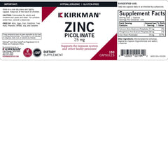 Hypoallergenic formula packaging on Kirkman zinc supplement