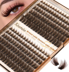 Kiromiro brown lash clusters with spikes in 10-20mm for natural flutter.
