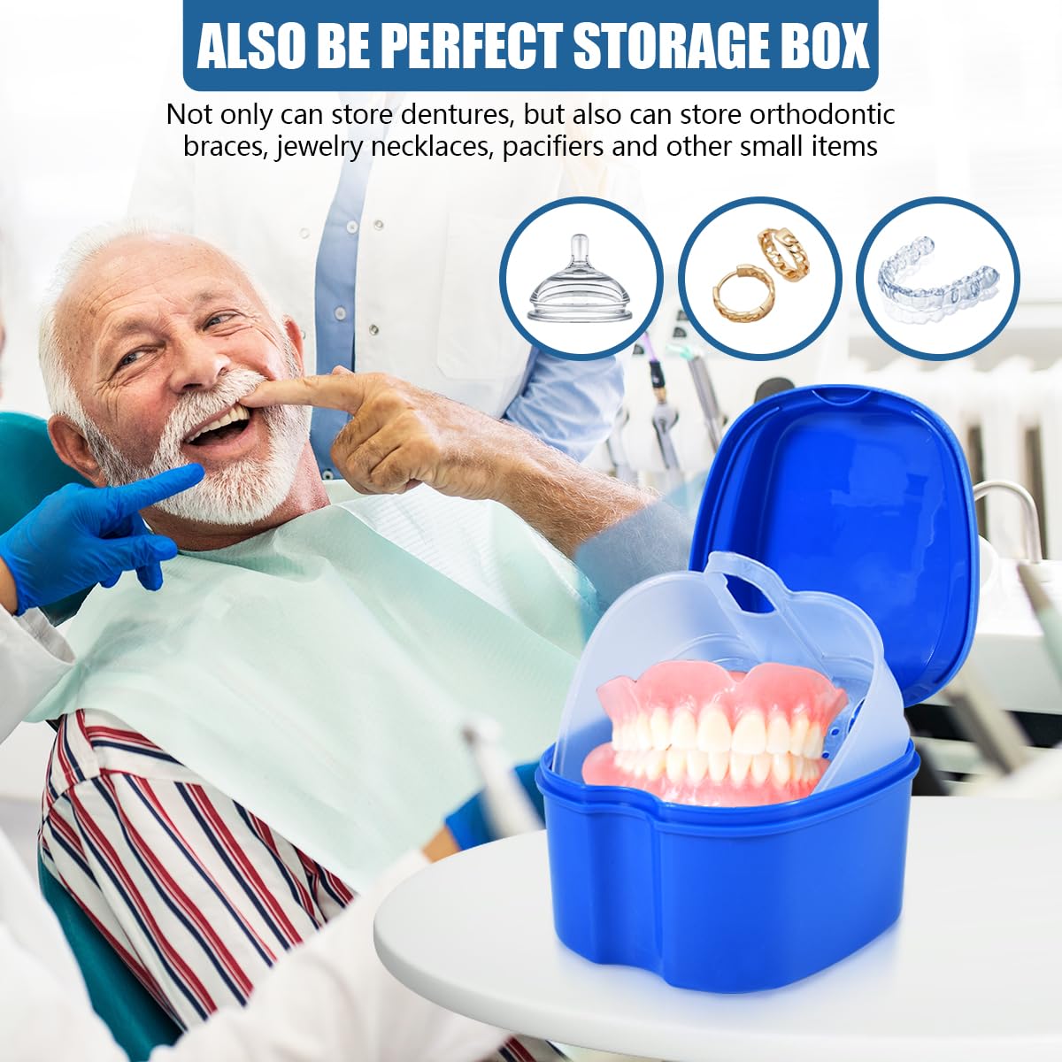 Denture cleaner case used for dentures, jewelry, and small items