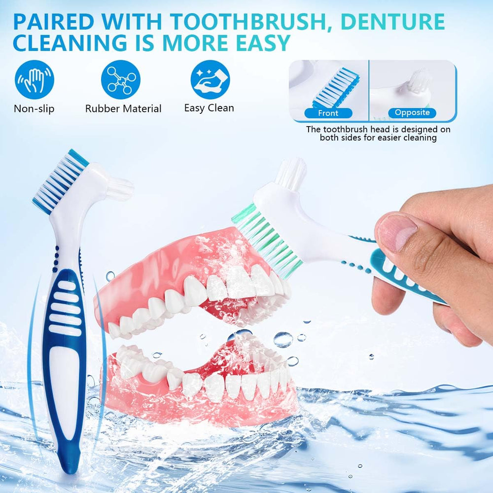Package contents: 2 denture bath cases and 2 brushes