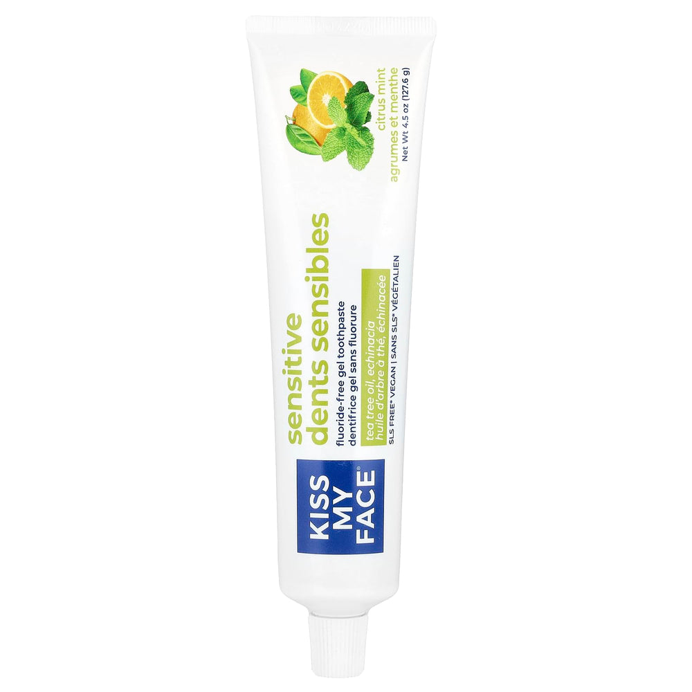 Front view of Kiss My Face Sensitive Citrus Mint Gel Toothpaste 4.5 oz