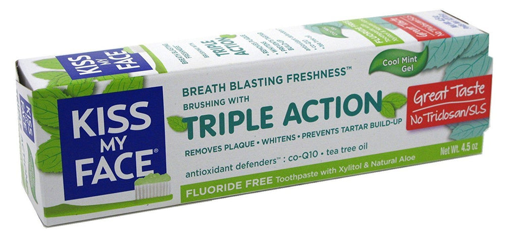 Kiss My Face Toothpaste Triple Action Cool Mint Gel 4.5 oz Pack of 2