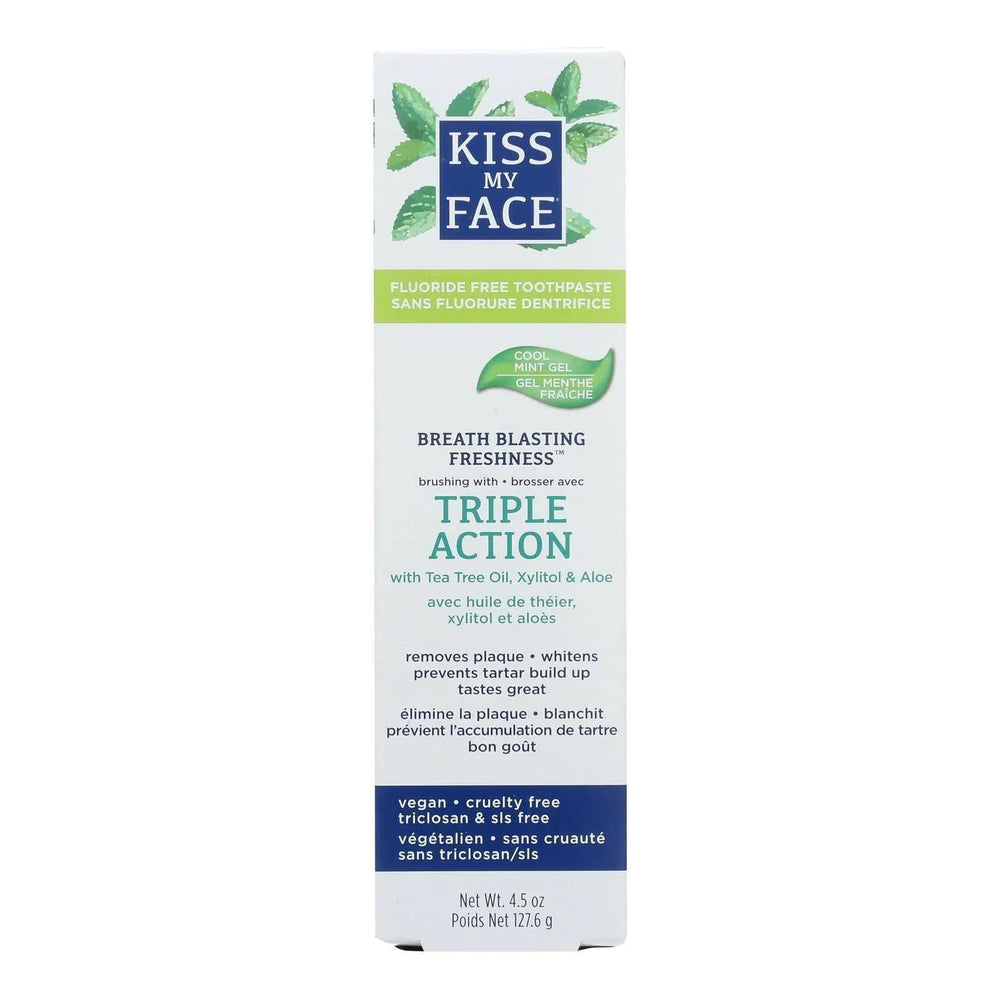 Kiss My Face Triple Action Herbal Mint Gel Toothpaste 4.5 oz – front view