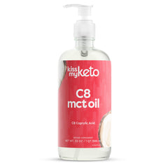 Kiss My Keto MCT Oil C8 bottle with pump – front view