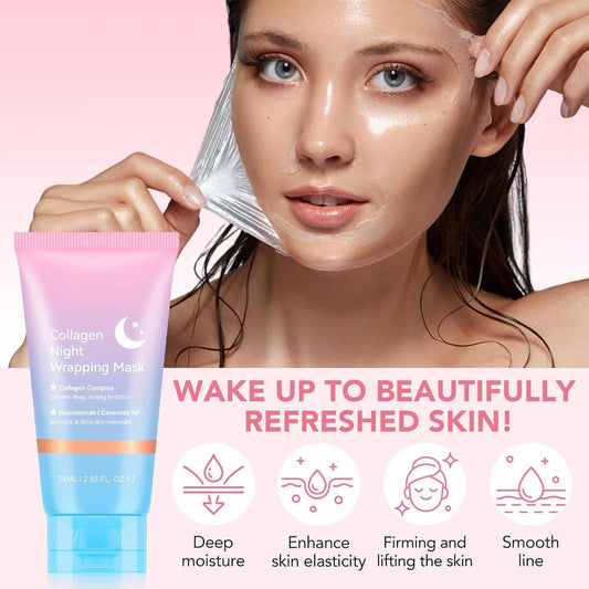KITNOBLIS collagen night wrapping mask 75ml jar ready for deep moisturization