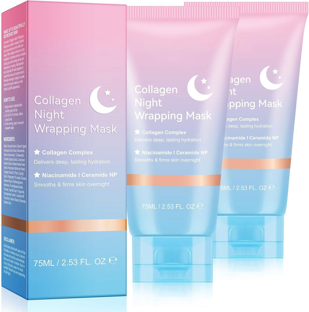 KITNOBLIS collagen night wrapping mask packaging shown for overnight hydration