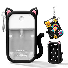 Kivzex cat silicone case on Touchland 1oz bottle, secure front view for on-the-go access.
