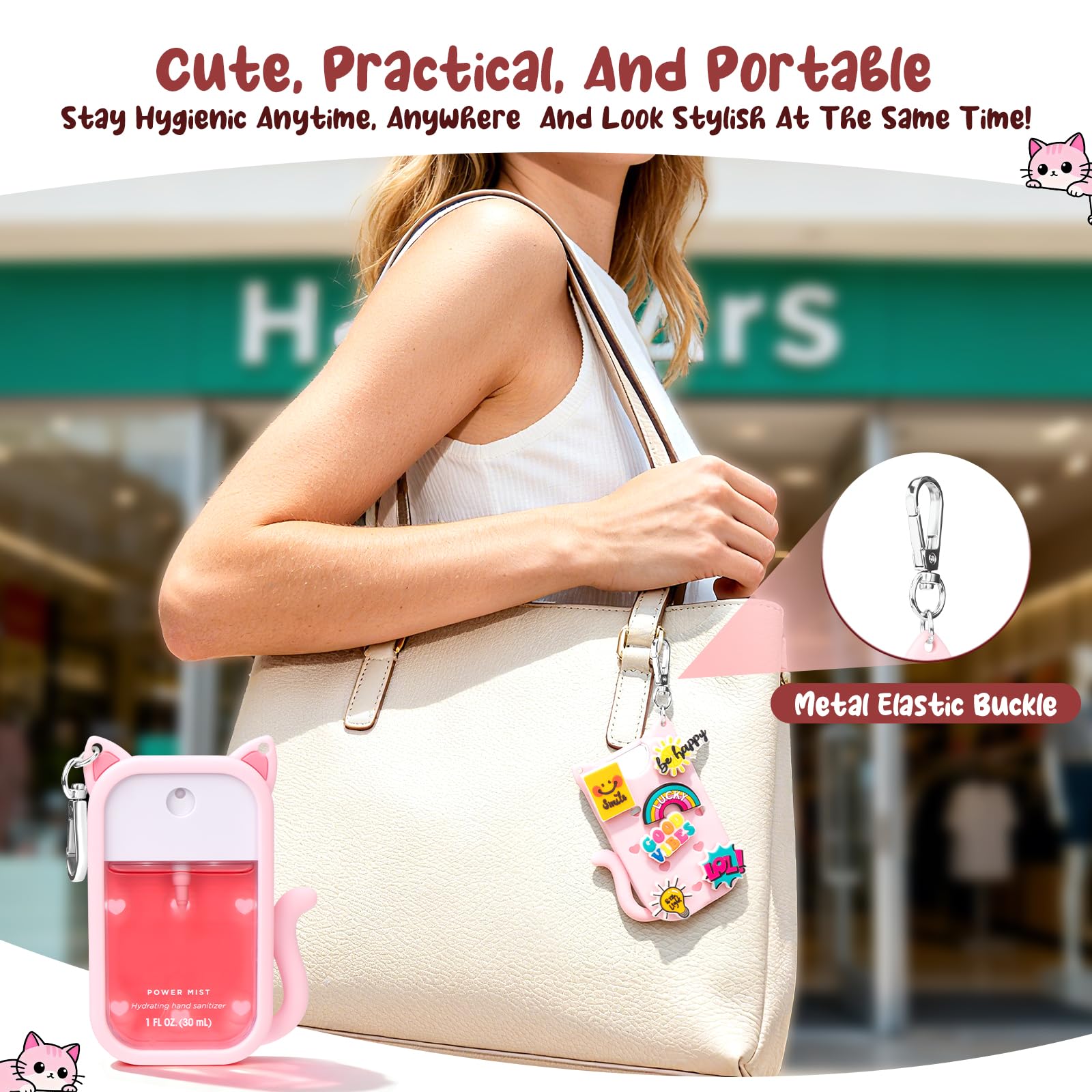 Kivzex cat silicone case for Touchland Glow Mist with charms enhances style.