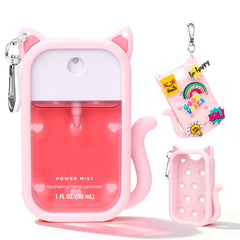 Kivzex cat silicone case for Touchland Power Mist with charms boosts portability.