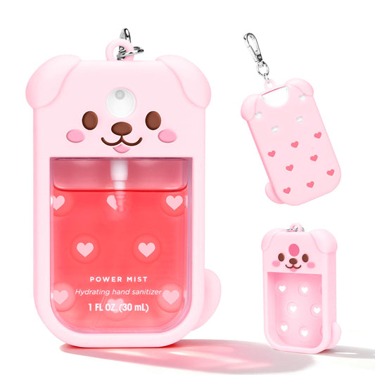 Kivzex dog silicone case with puppy design protects Touchland 1oz spray on the go