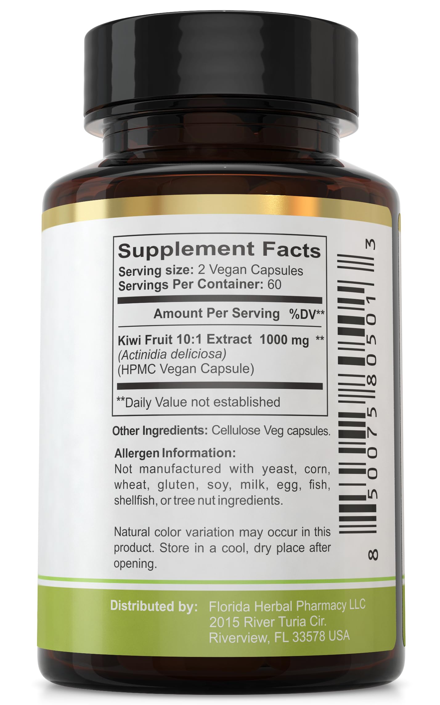 Serving size showing 1000 mg of kiwi extract