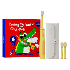 Front view of KIWIBIRD Kids Electric Toothbrush in yellow