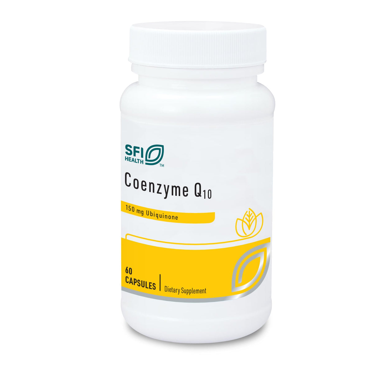 Klaire Labs CoQ10 bottle label showing 150 mg ubiquinone per capsule