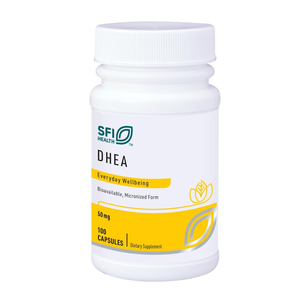 Klaire Labs DHEA 50mg bottle label with wild yam source
