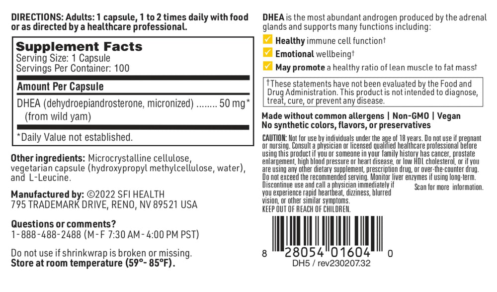 DHEA 50 mg capsule with a glass of water