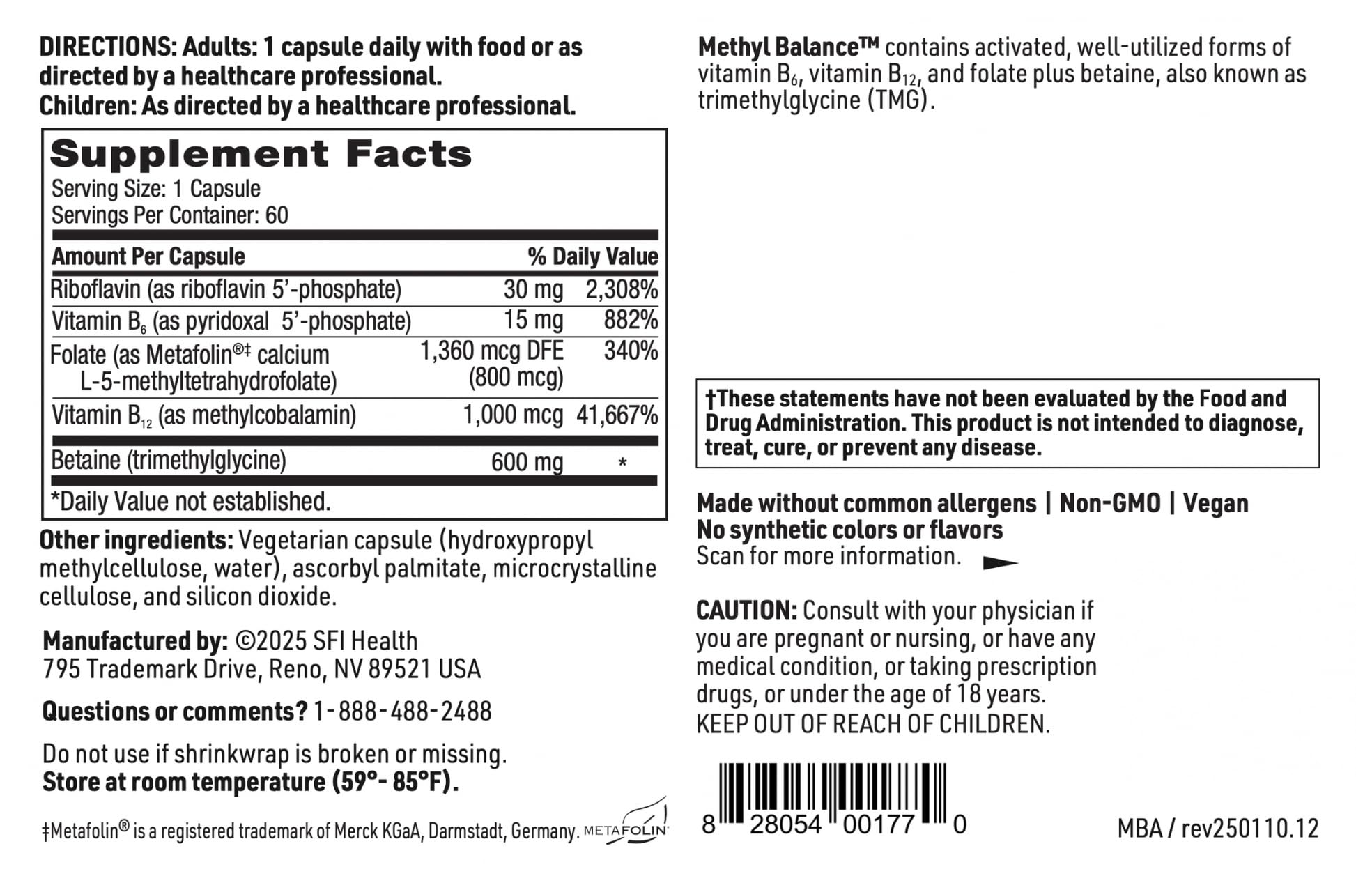 60 capsules packaging of Methyl Balance