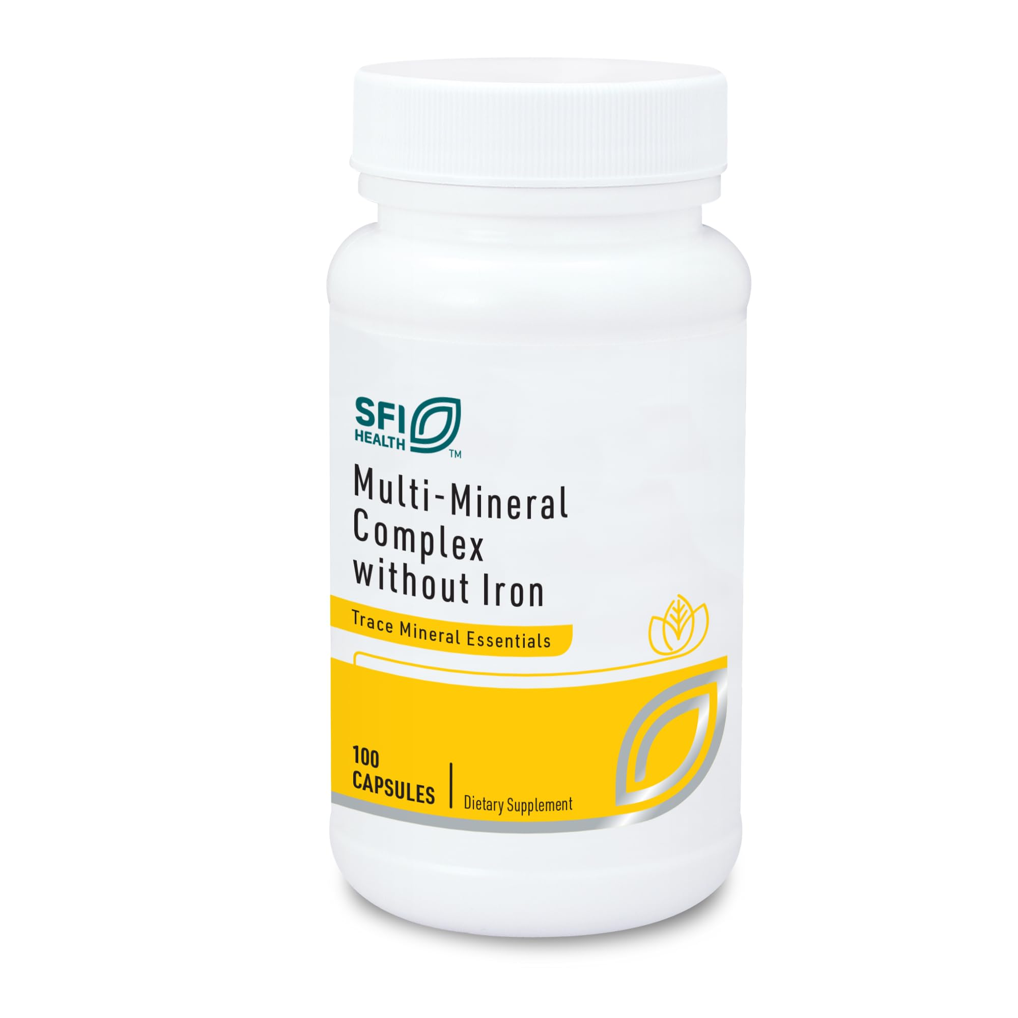 Bottle of Klaire Labs SFI Health Multi-Mineral Complex Without Iron, 100 capsules