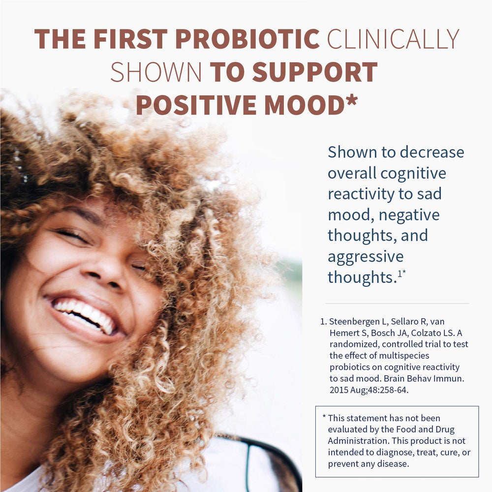 Klaire Labs probiotic powder bottle with 30 packets for easy daily dosing