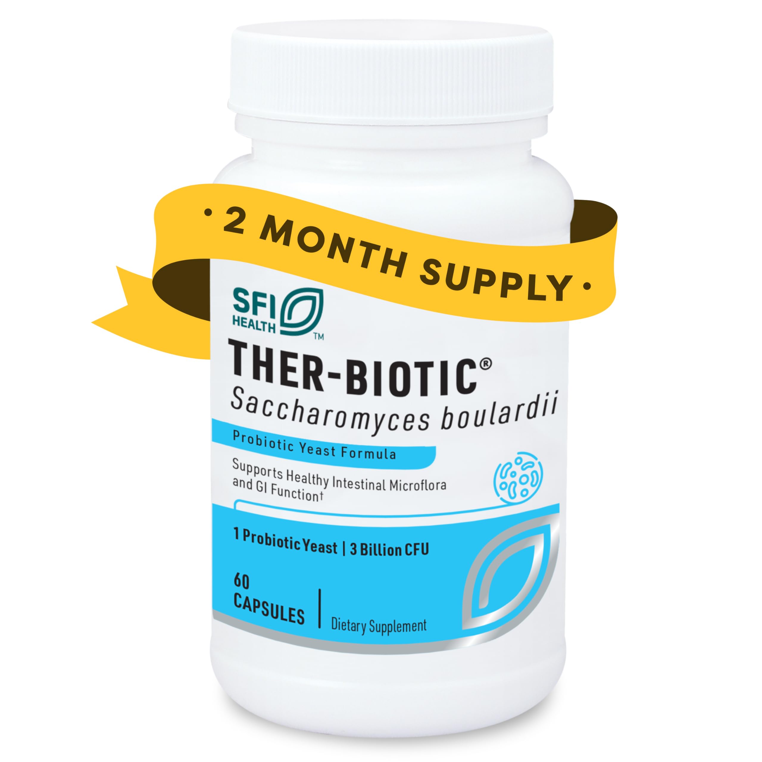 Klaire Labs SFI Health Ther-Biotic Saccharomyces boulardii bottle front label