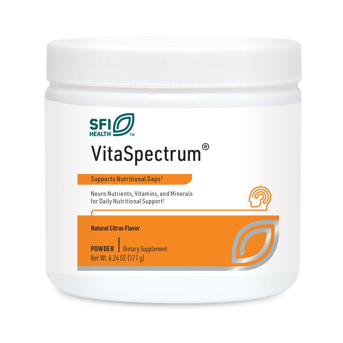 Klaire Labs VitaSpectrum Powder for Kids packaging and label – 30 servings, 171 g, citrus flavor