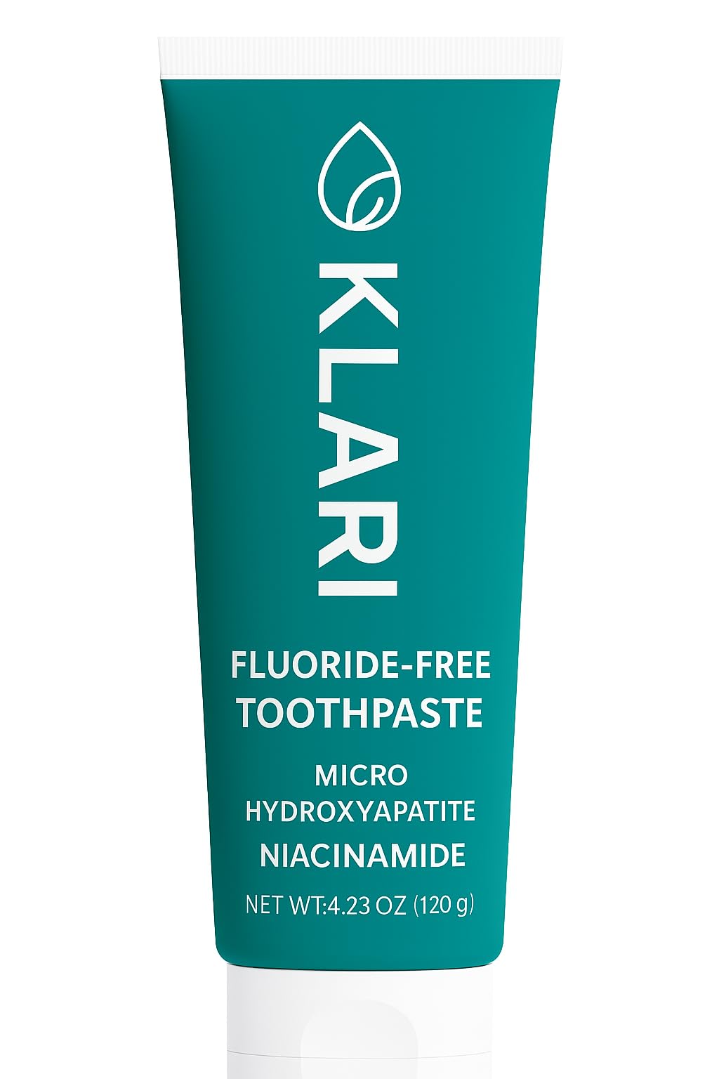 KLARI fluoride-free toothpaste tube with clean mint flavor, 4.23 oz.