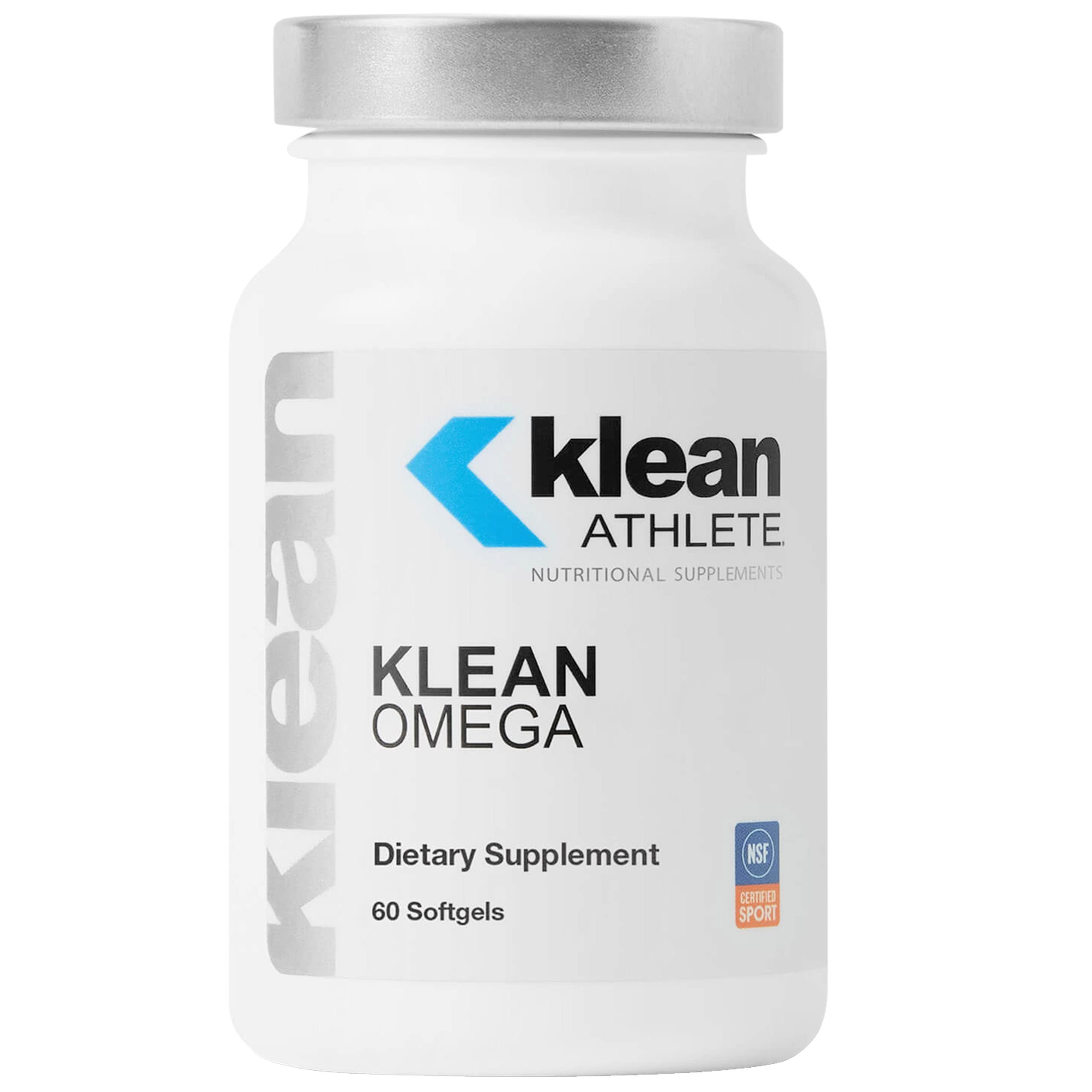 Klean Omega bottle on shelf, premium omega-3 for athletes.