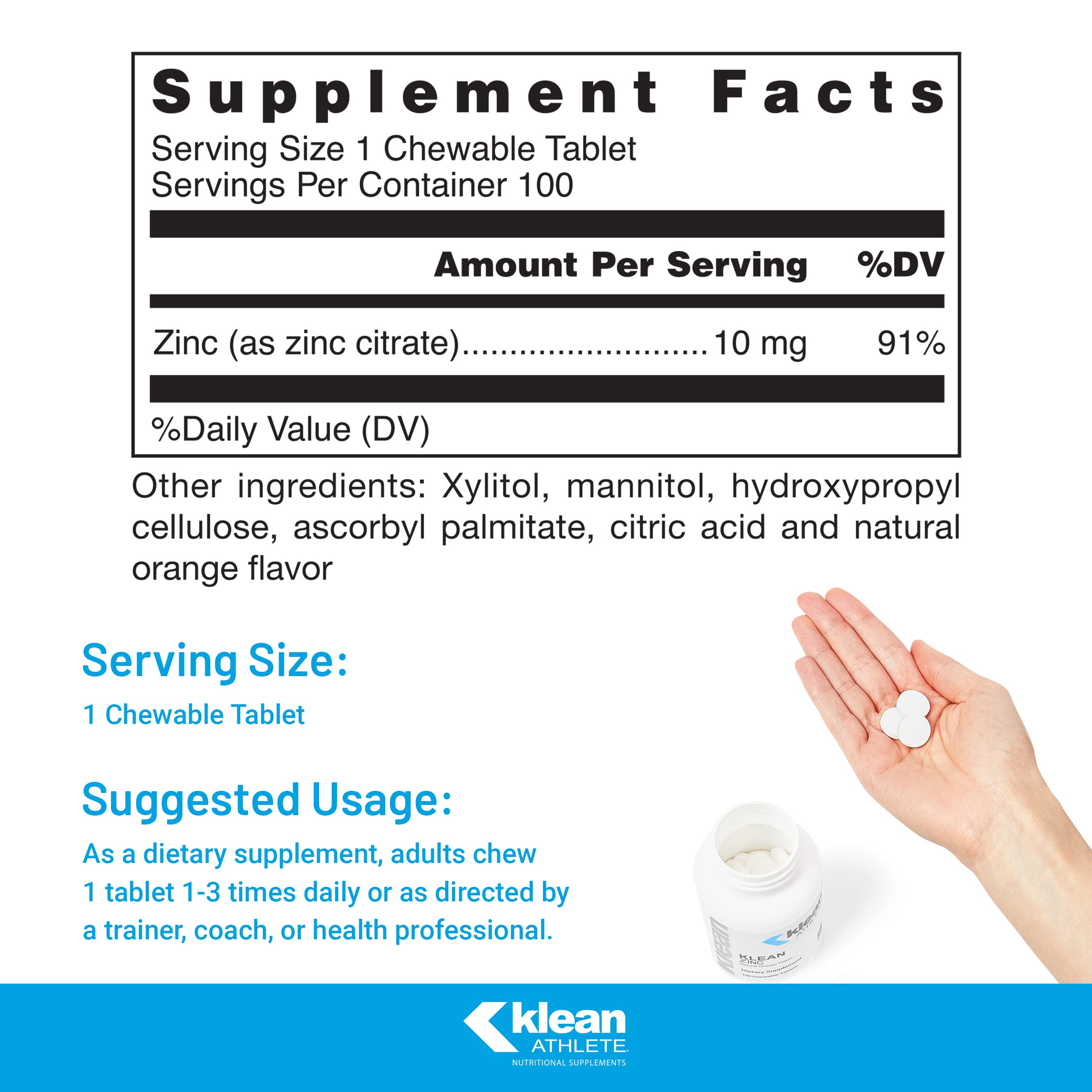 Athlete taking a Klean ZINC chewable tablet