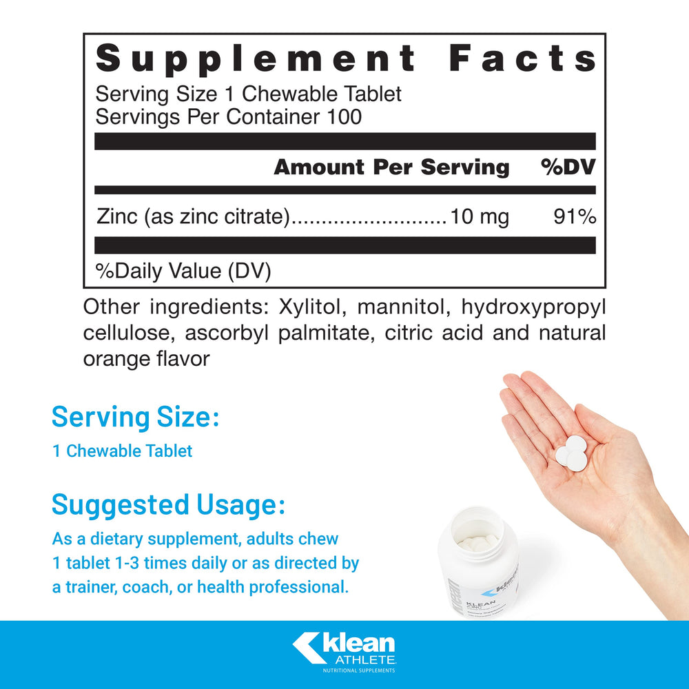 Athlete taking a Klean ZINC chewable tablet