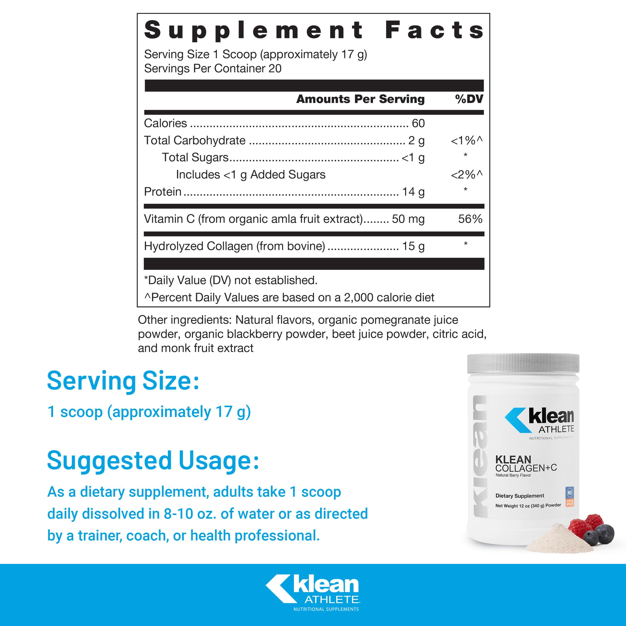 NSF Certified for Sport logo on Klean Collagen+C packaging