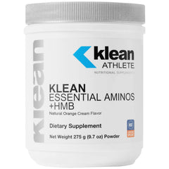 Klean Essential Aminos + HMB orange cream 9.7 oz tub front label