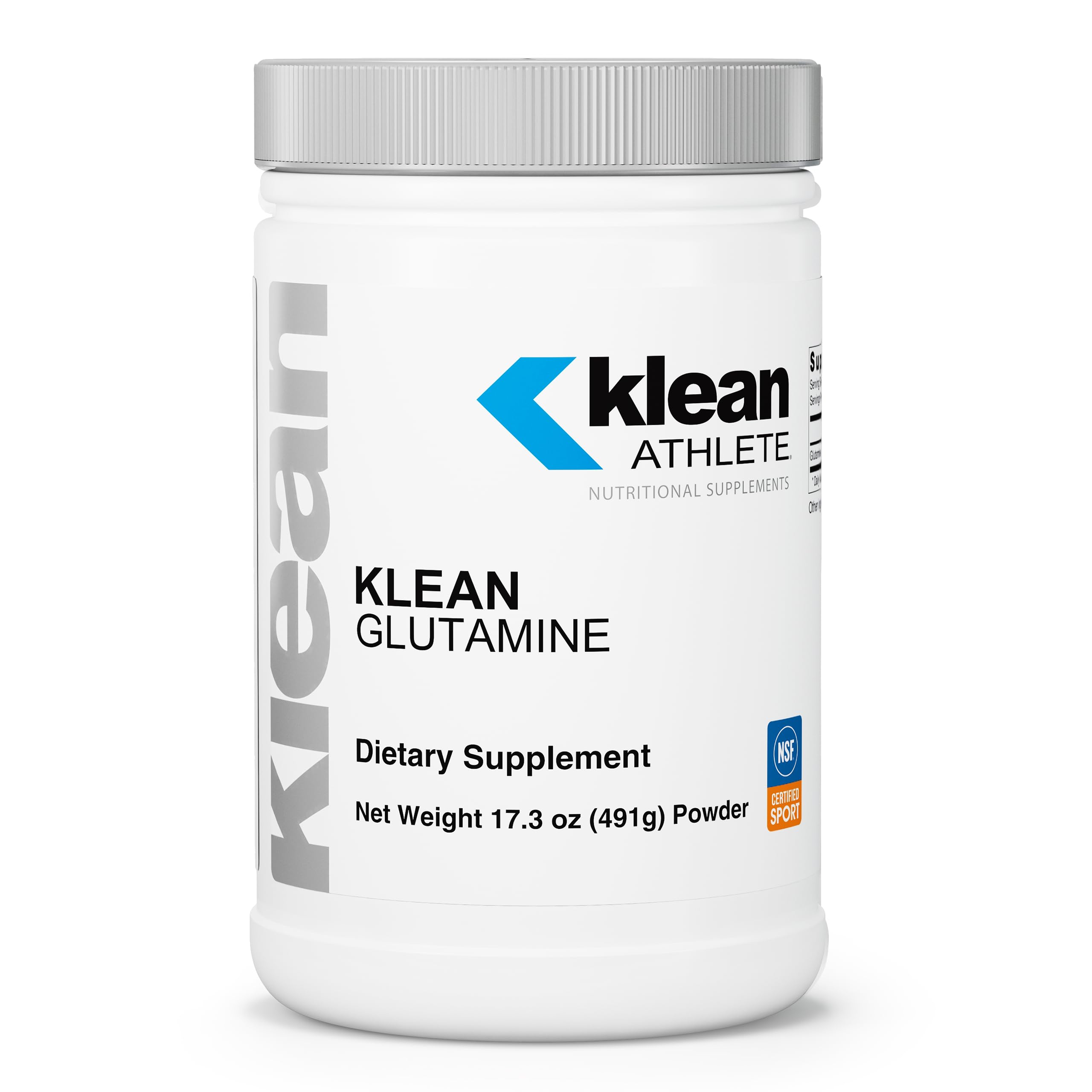 Front view of Klean Glutamine bottle