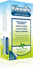 Mouthguard soaking in Kleenite dental cleanser solution