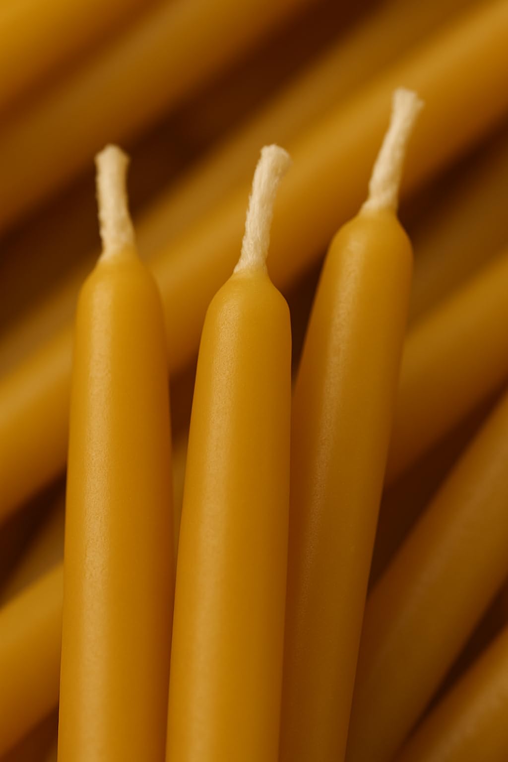 Kline Meditation Beeswax Candles closeup reveals natural beeswax texture.