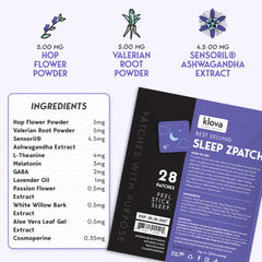Arrangement of 28 Klova ZSleep Patches on a clean surface