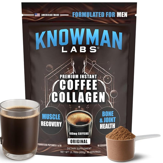 Knowman Labs Premium Collagen for Men coffee infusion packaging