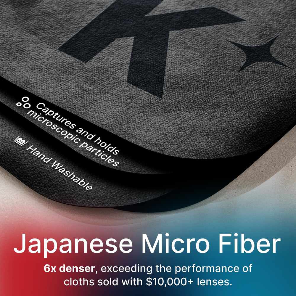 Three premium microfiber cloths included in the kit