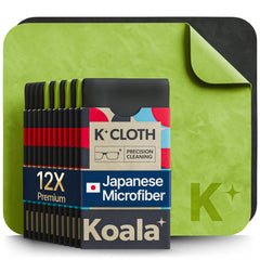 Koala Lens Cleaning Cloth, black and green, pack of 12 - product front view