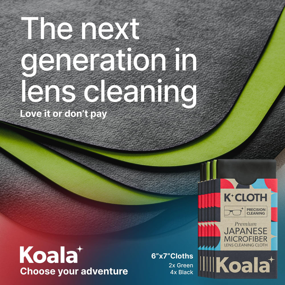Camera lens being cleaned with Koala microfiber cloth