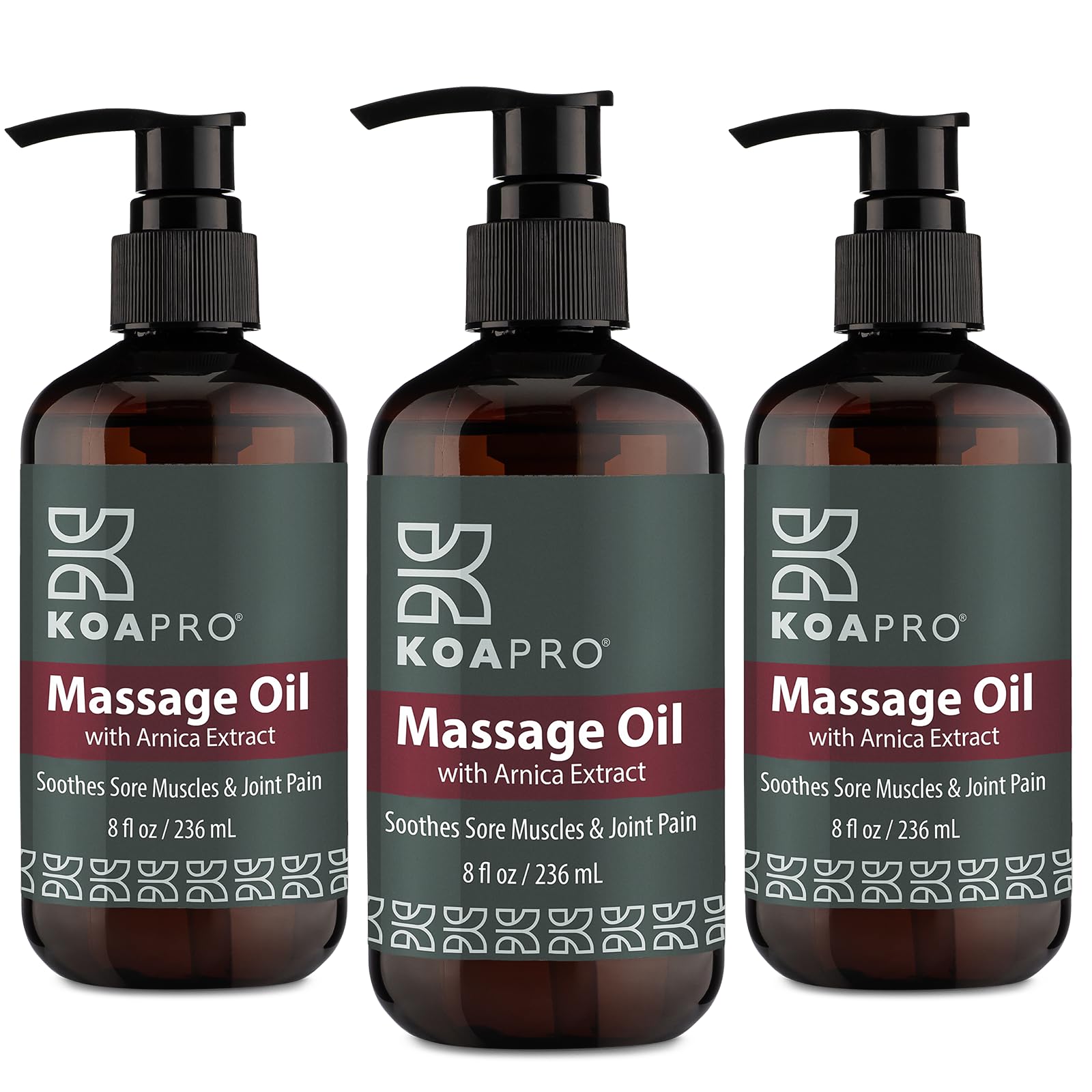 KOAPRO Arnica Sore Muscle Massage Oil 3-pack box set